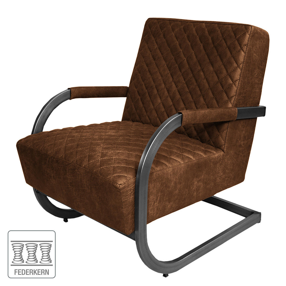 SESSEL - Antiklederlook - Braun, Textil (87/80/61cm) - home24