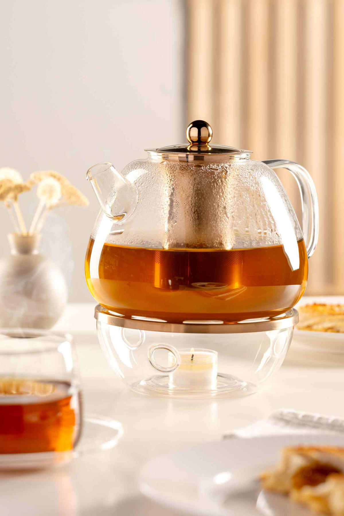 TEEKANNE MIT STÖVCHEN Tè Per Te transparent 1,5 Liter - Transparent, Glas (1.5L) - Leonardo Living