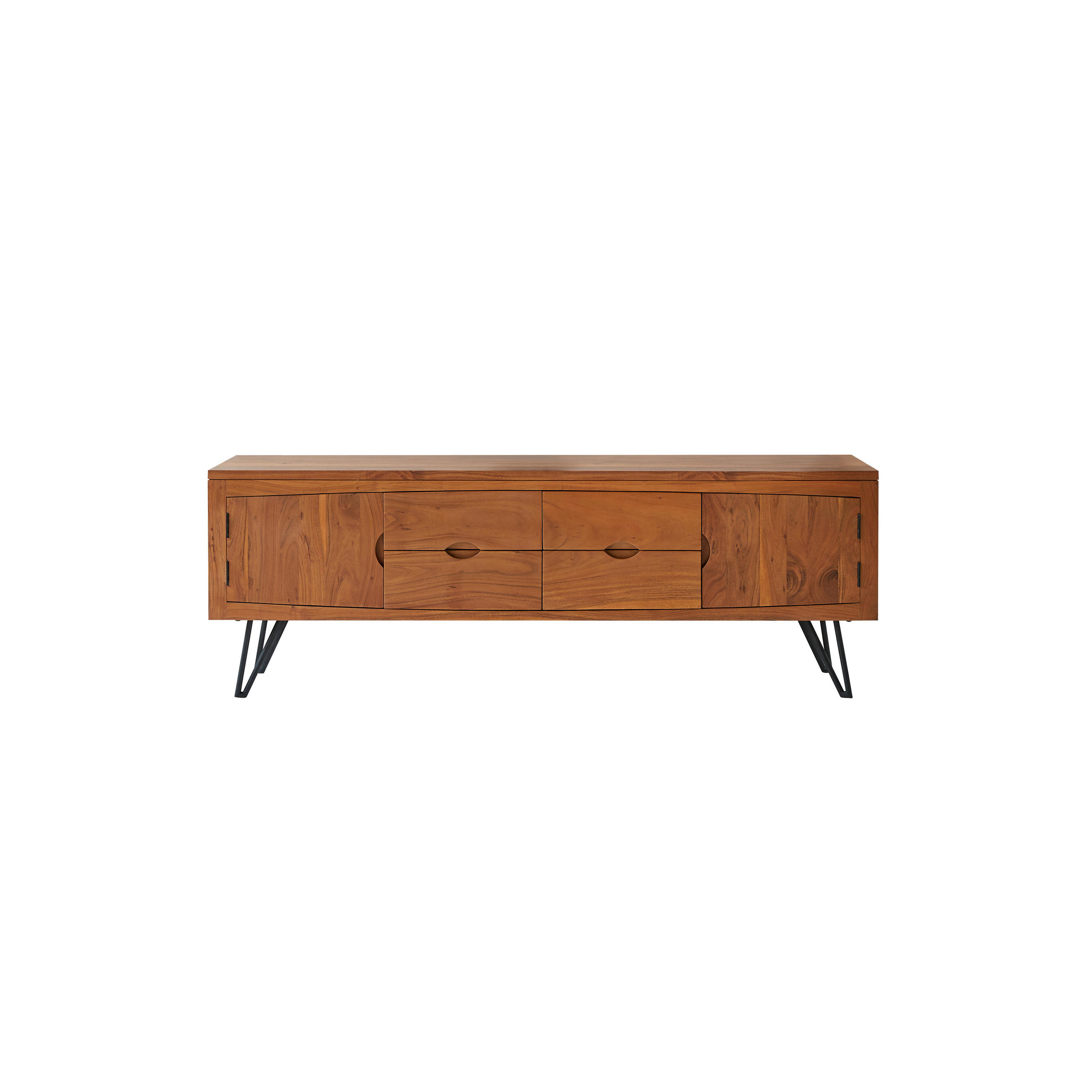 TV-SCHRANK Bonnie Dunkelbraun aus Akazie - Dunkelbraun, Holz (180/62/45cm) - Tikamoon