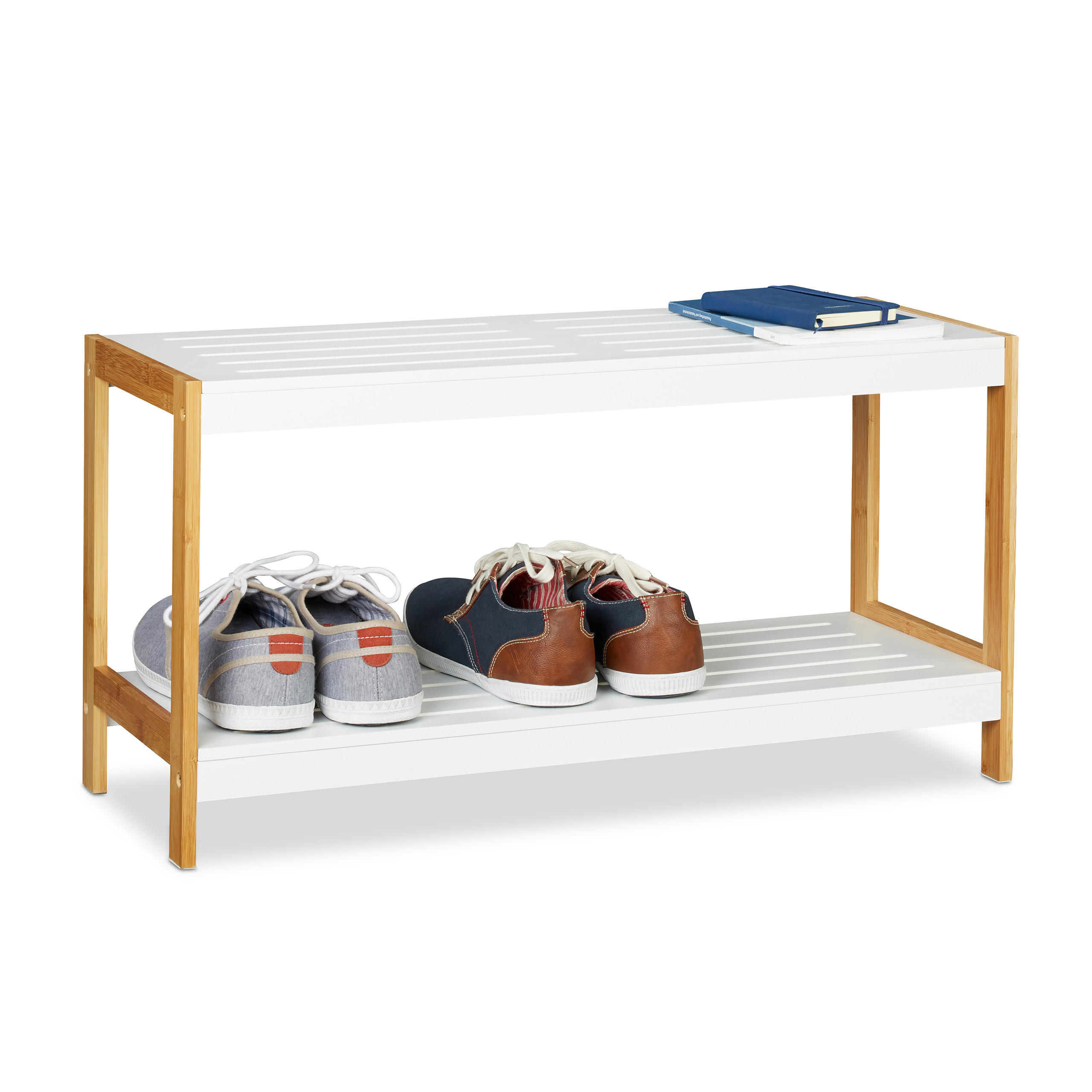 SKOHYLLA Vit Natur bambu MDF 2 plan Multicolor 36.5/70/26 cm