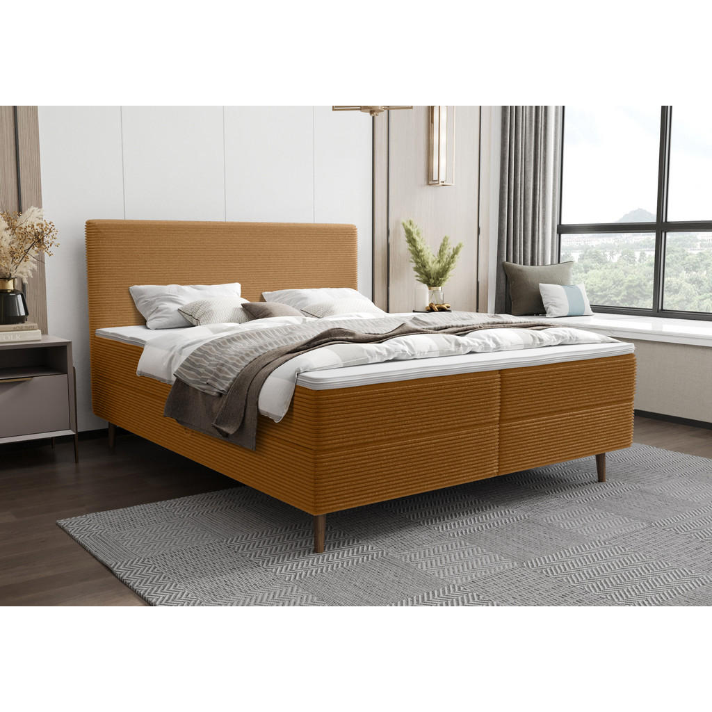 Thumbnail - Bedante Boxbett, Orange, Textil, Höhe ca. 19 cm, 160x200 cm, Oeko-Tex® Standard 100, Schlafzimmer, Betten, Boxspringbett...
