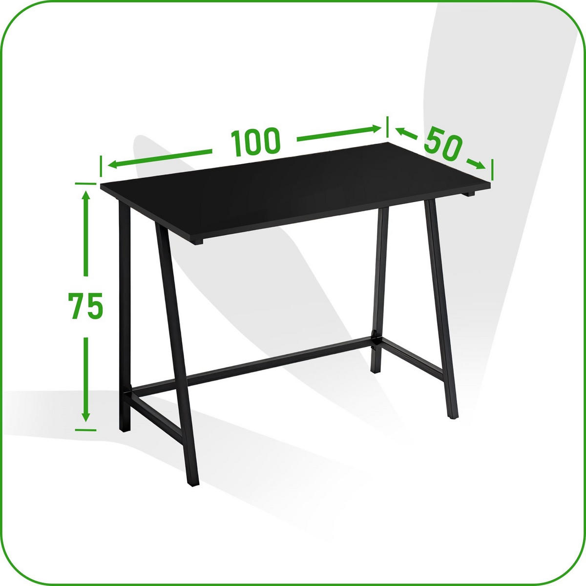 SCHREIBTISCH Metall Holzoptik Schwarz stabil 100x50x75 cm - Schwarz, Holzwerkstoff/Metall (50/100/75cm) - Begryf