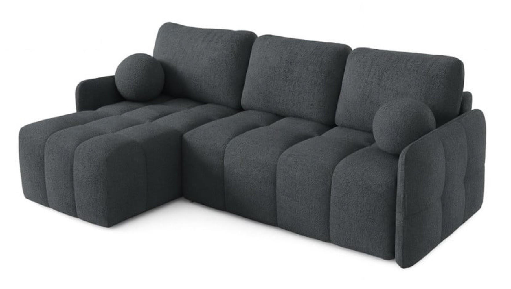 ECKSOFA Grafit MONO Mit Schlaffunktion Und Dekokissen Links - Graphitfarben, Textil (220/145cm) - Sepro Meble