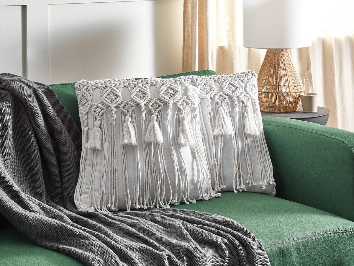 DEKOKISSEN 2er-Set Weiß 45/45 cm Bamian - Weiß, Textil (45/45cm) - Beliani