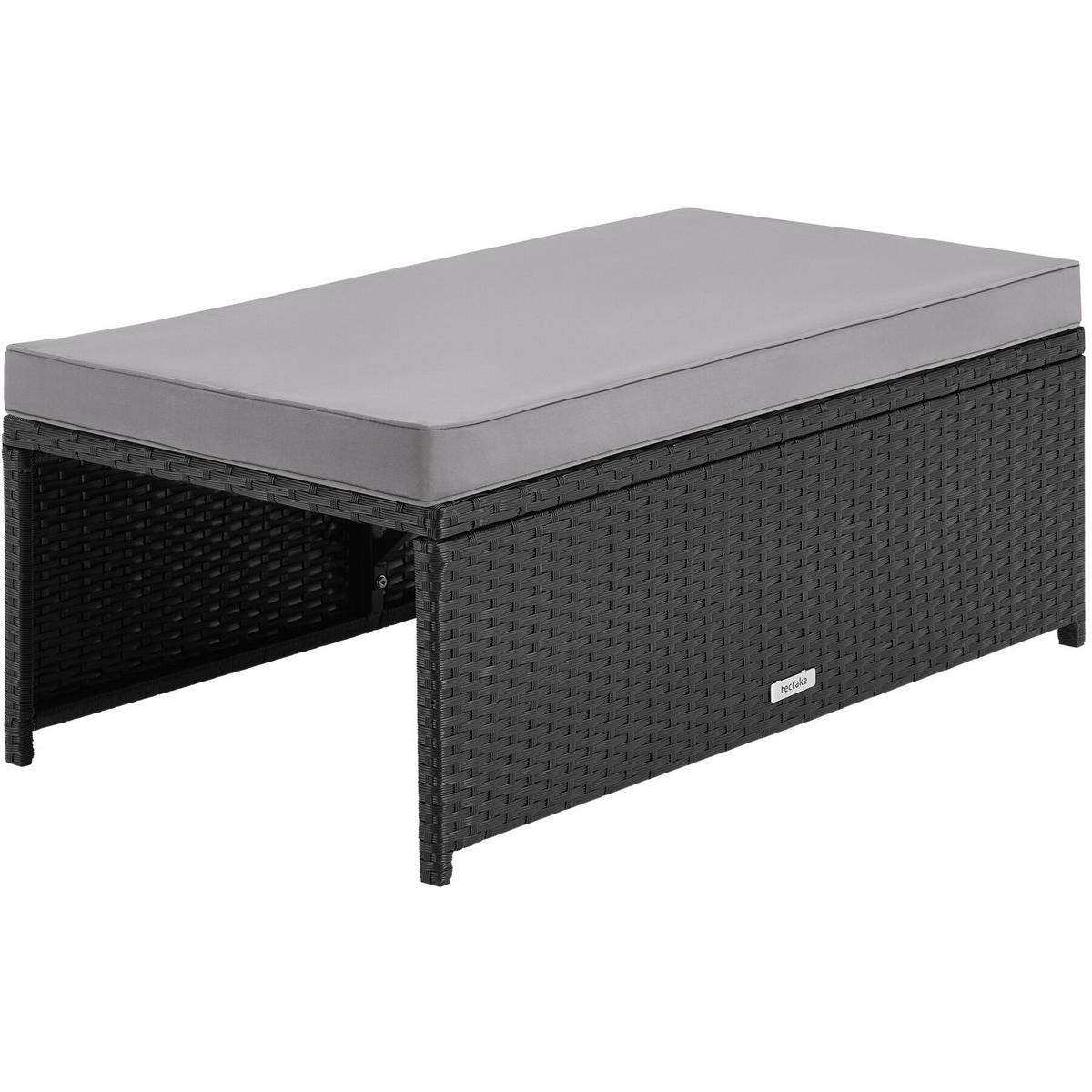 RATTANLOUNGE-SET Monopoli 2-in-1, Sofa und Sitzgruppe für 4, Polyrattan schwarz, 110 x 60 cm - Schwarz, Kunststoff - tectake