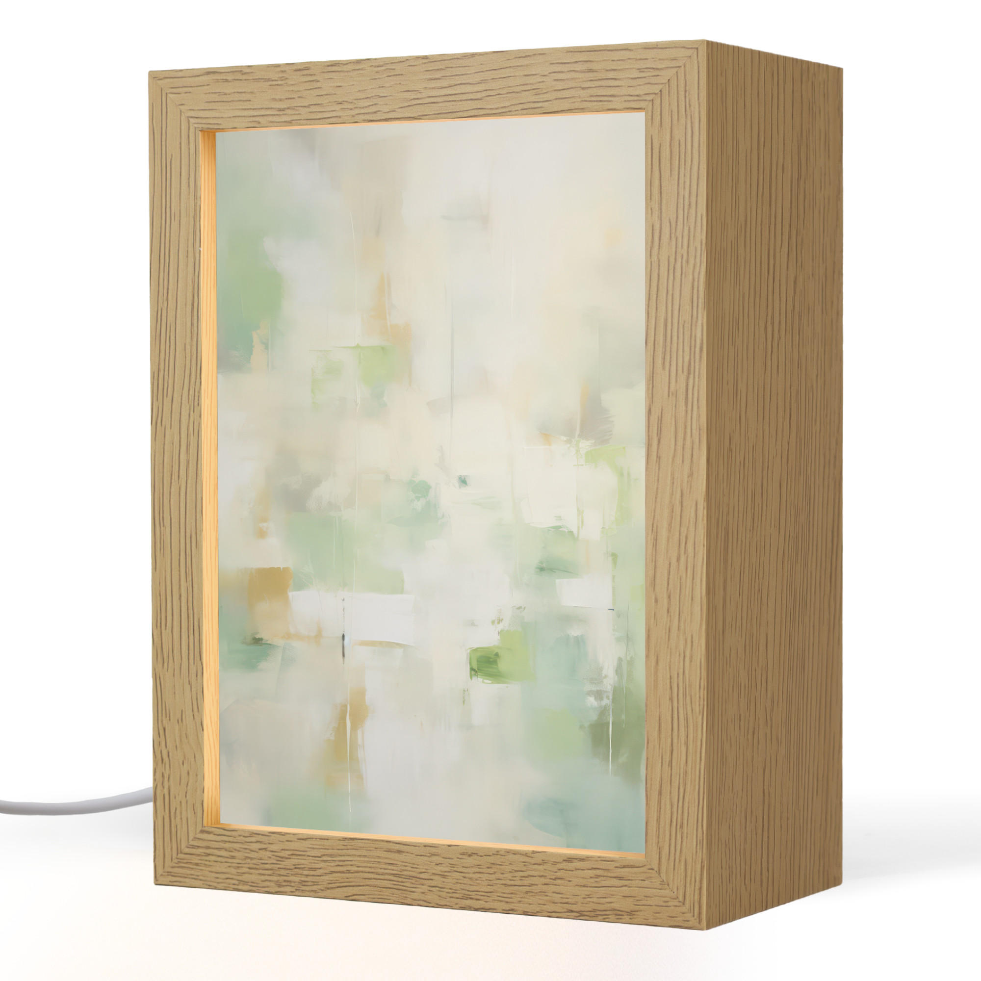 TISCHLEUCHTE Abstrakt - Kunst - Weiß - Grün - Modern Dimmbar 15x20 cm - Blau, Holzwerkstoff (8/15/20cm) - OnlyWow