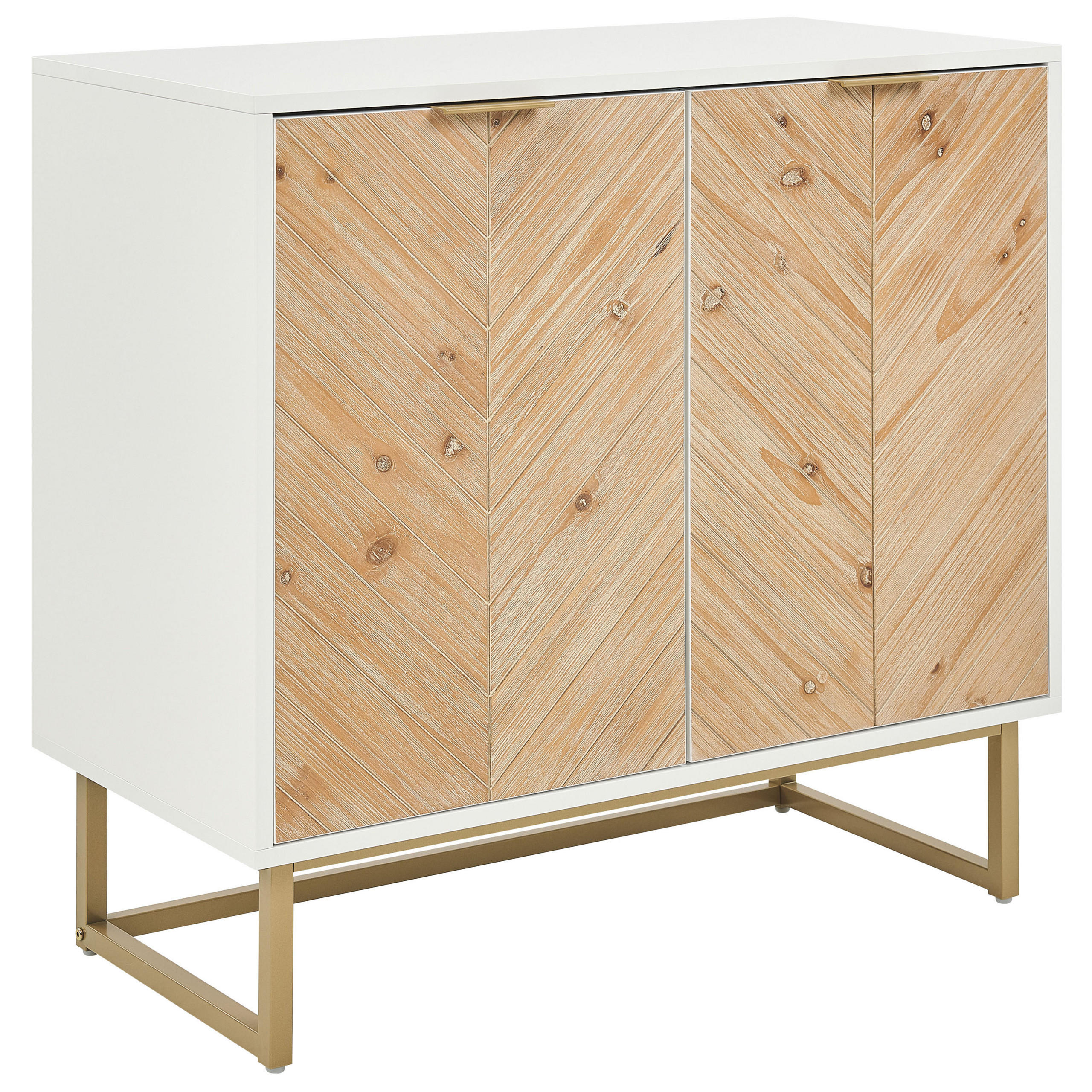 SIDEBOARD Weiß Alaska - Hellbraun/Goldfarben, Holzwerkstoff (80/80/40cm) - Beliani