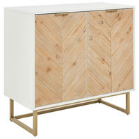SIDEBOARD Weiß Alaska - Hellbraun/Goldfarben, Holzwerkstoff (80/80/40cm) - Beliani