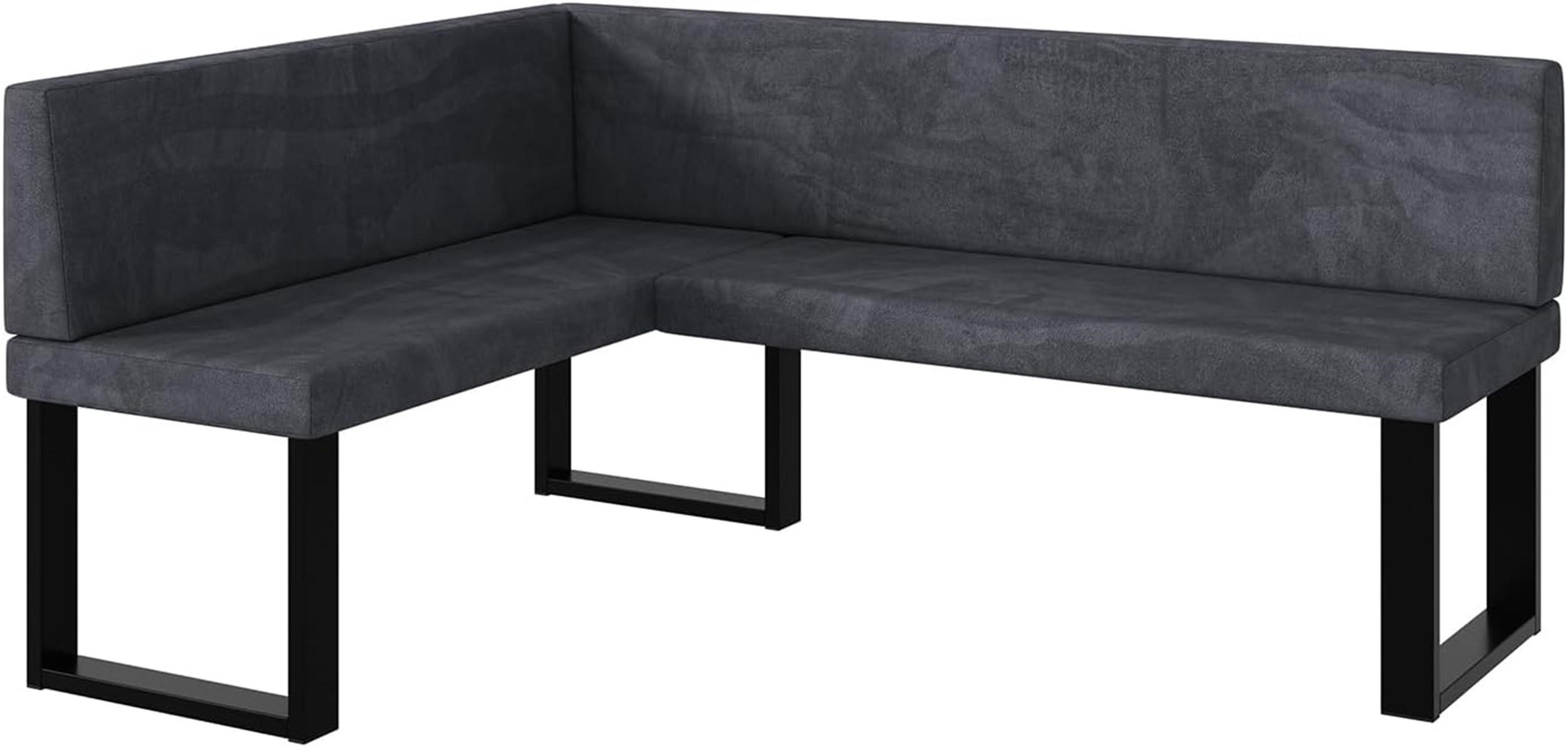 Meblini Eckbank Dunkelgrau 168x128 cm