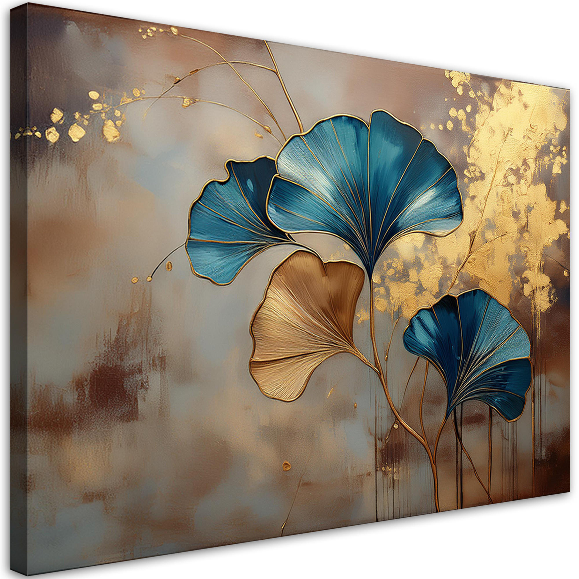 WANDBILD ginkoblumen natur gold - Braun, Textil (60/40cm) - Feeby