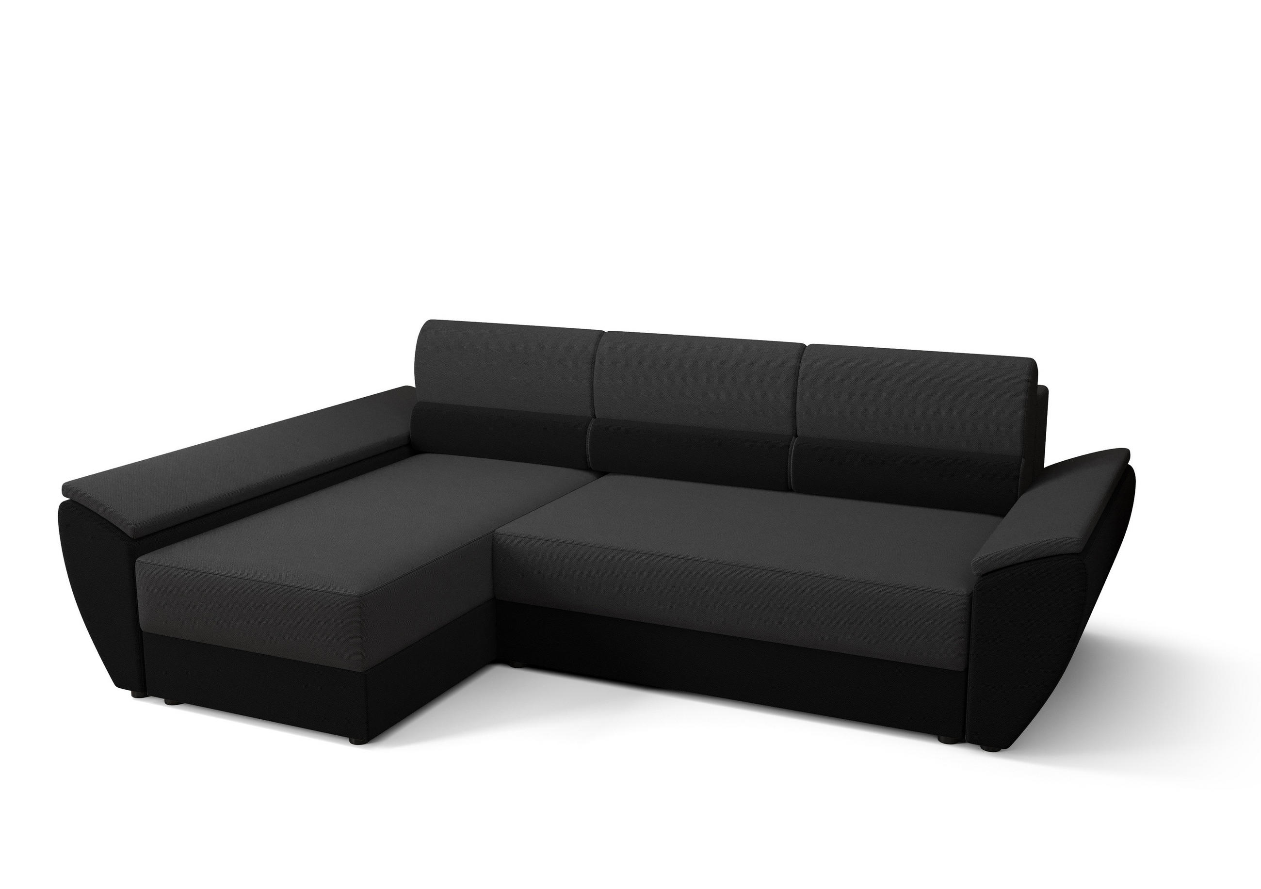ECKSOFA L REBI L3 Rainbow 27/15 Links mit Schlaffunktion, Grau/Schwarz - Schwarz/Grau, Textil (251/140cm)