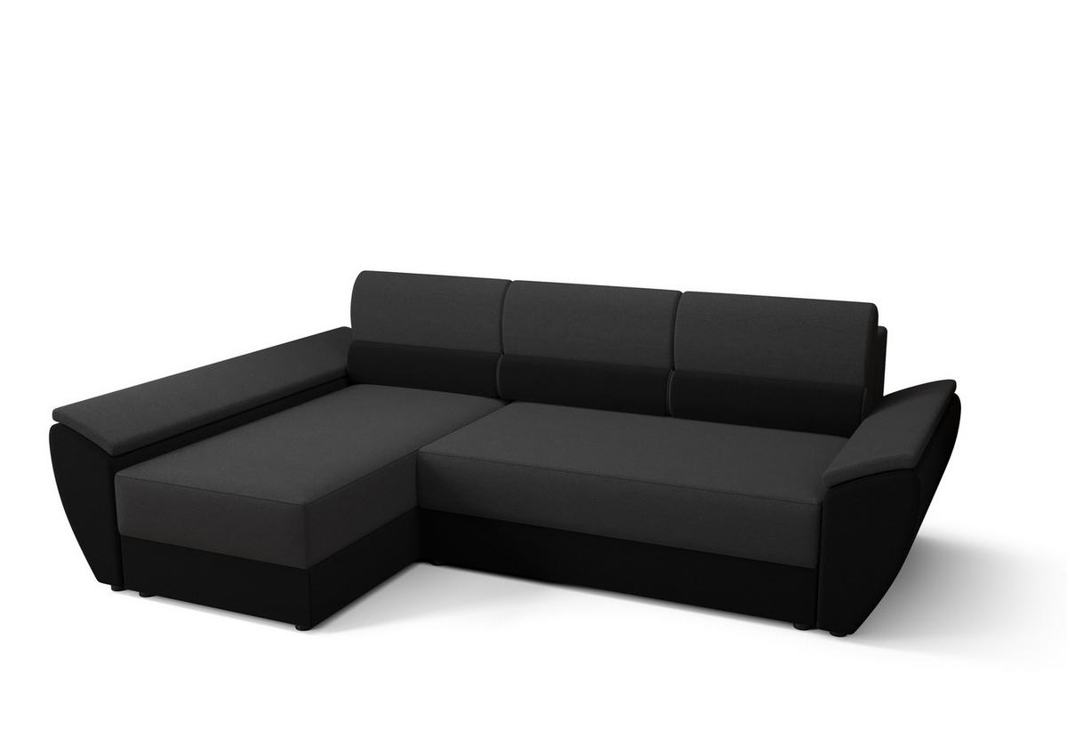 ECKSOFA L REBI L3 Rainbow 27/15 Links mit Schlaffunktion, Grau/Schwarz - Schwarz/Grau, Textil (251/140cm)