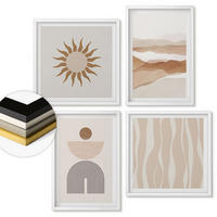 WANDBILDER 4er-Set - 50x50 cm & 40x60 cm Weißer Rahmen - Abstrakte Landschafts- und Naturgeometrie - Weiß, Kunststoff (50/50cm) - ArtPrintCave