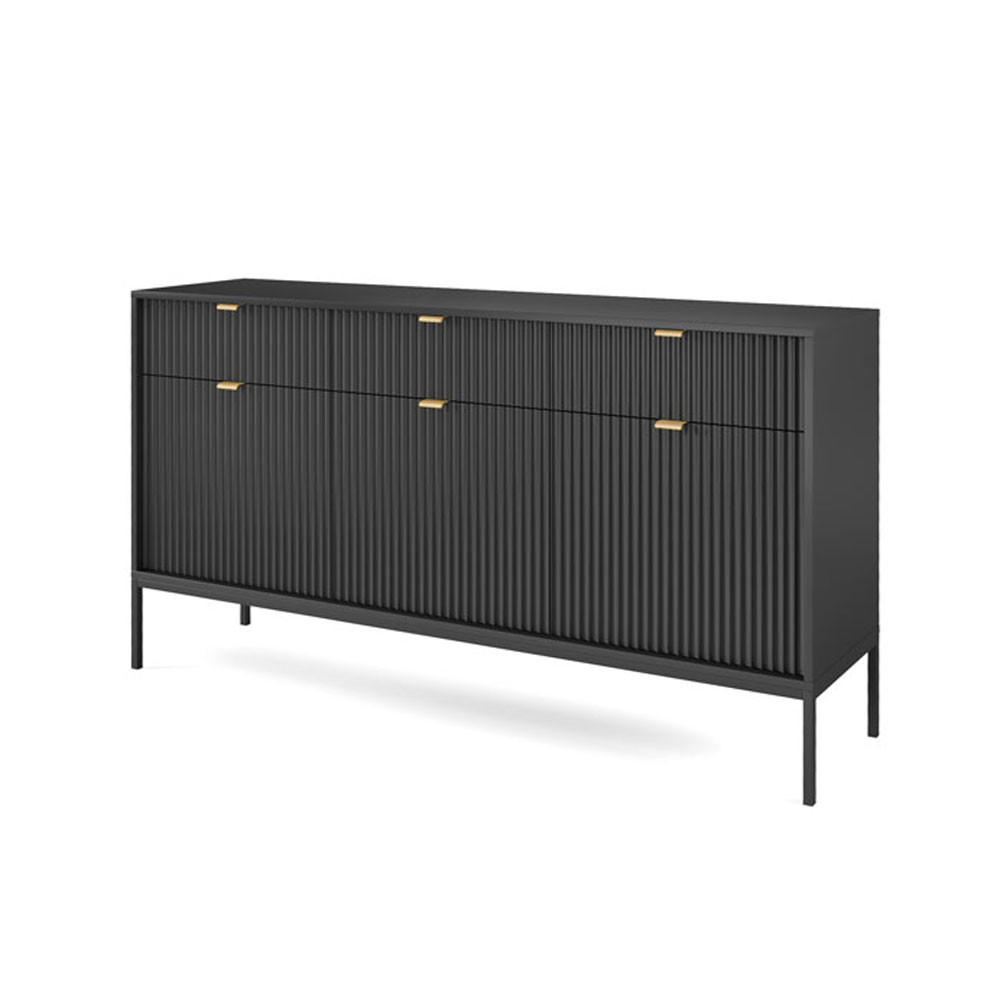 Feldmann-Wohnen Sideboard Schwarz 154x83x39 cm