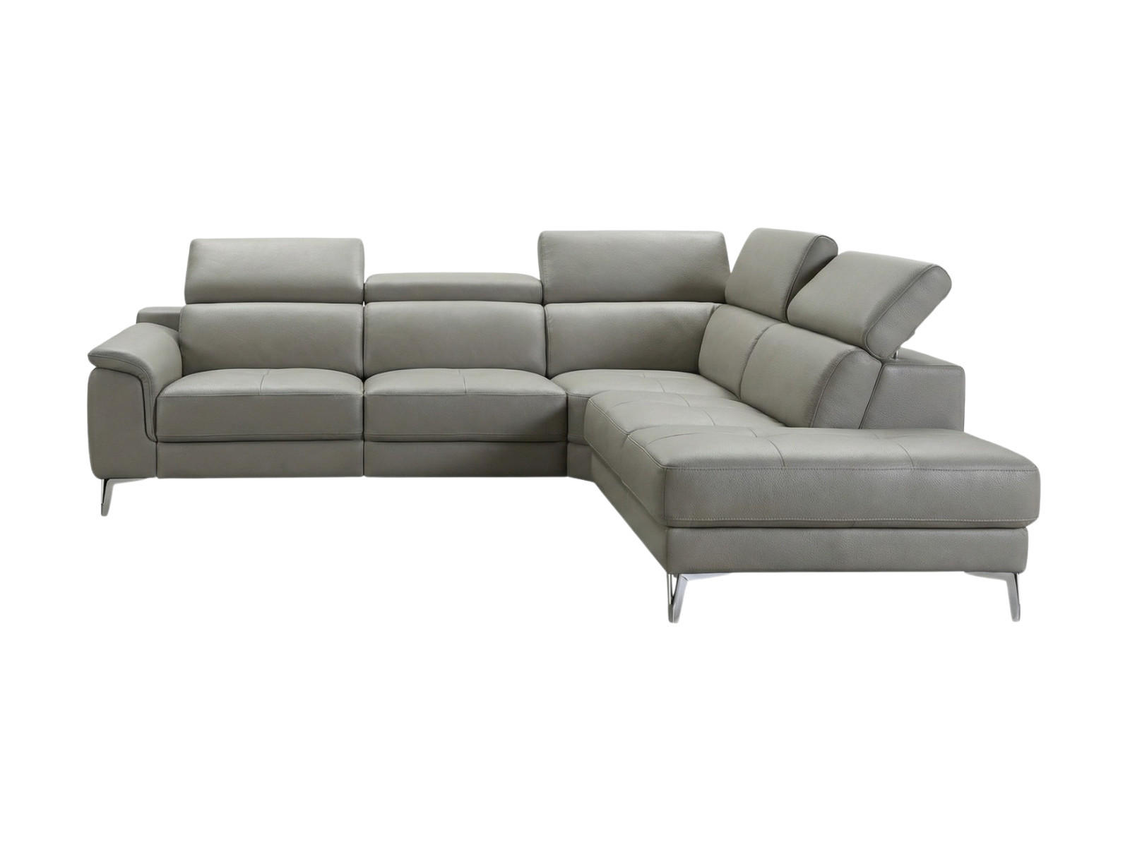 ECKSOFA Jardin Echtleder Perlgrau - Hellgrau, Leder/Metall (266/230cm)