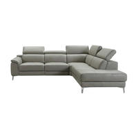 ECKSOFA Jardin Echtleder Perlgrau - Hellgrau, Leder/Metall (266/230cm)