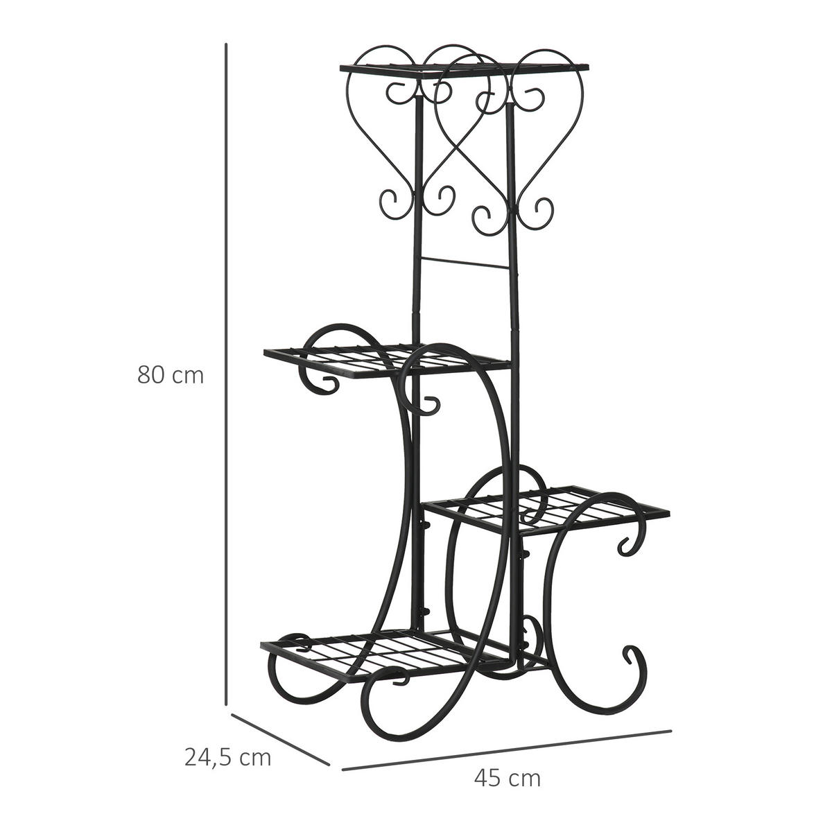 BLUMENSTÄNDER, Metall, Schwarz - Schwarz, Metall (24.5/80/45cm) - Outsunny