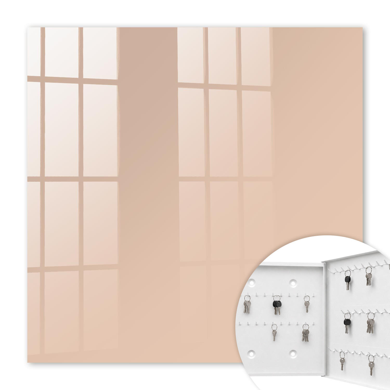 SCHLÜSSELBOX Weiß 30x30 cm – Türöffnung nach rechts - Warmes Beige - Beige, Metall (30/30/5cm) - TULUP