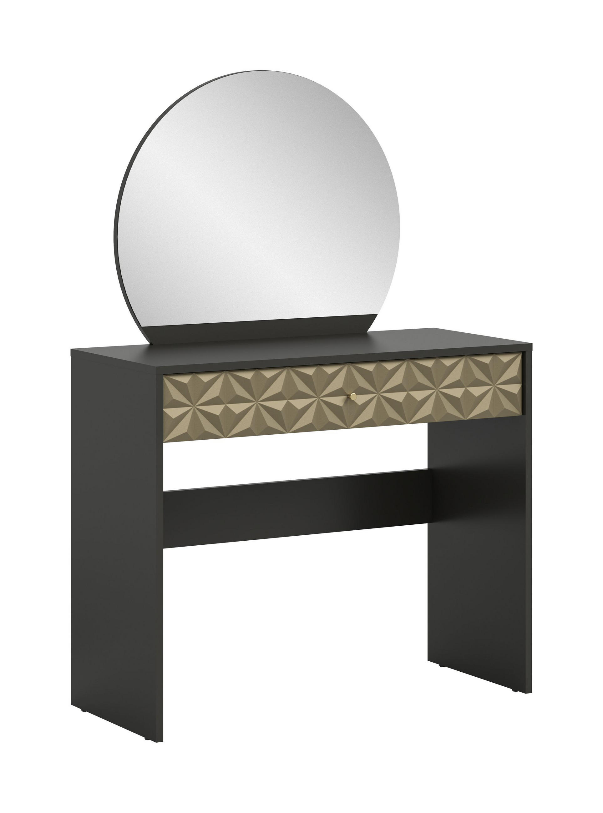 SCHMINKTISCH Glint (B/H/T: ca. 90/133/39 cm) in schwarz/schwarz - Schwarz, Holzwerkstoff (90/133/39cm)