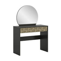 SCHMINKTISCH Glint (B/H/T: ca. 90/133/39 cm) in schwarz/schwarz - Schwarz, Holzwerkstoff (90/133/39cm)