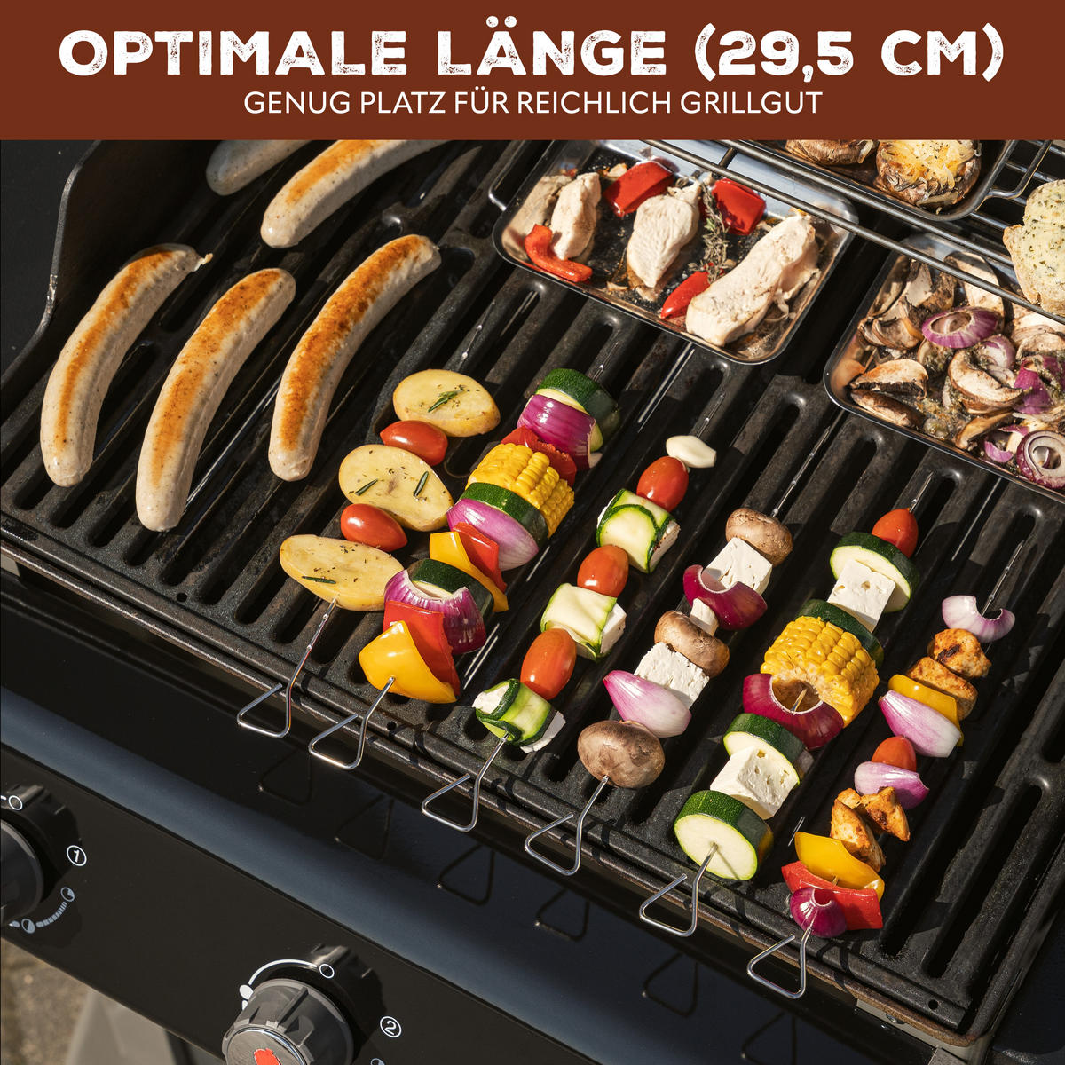 GRILLSPIESSE 12er-Set, silber, Edelstahl - Edelstahlfarben, Metall (29.5cm) - bremermann