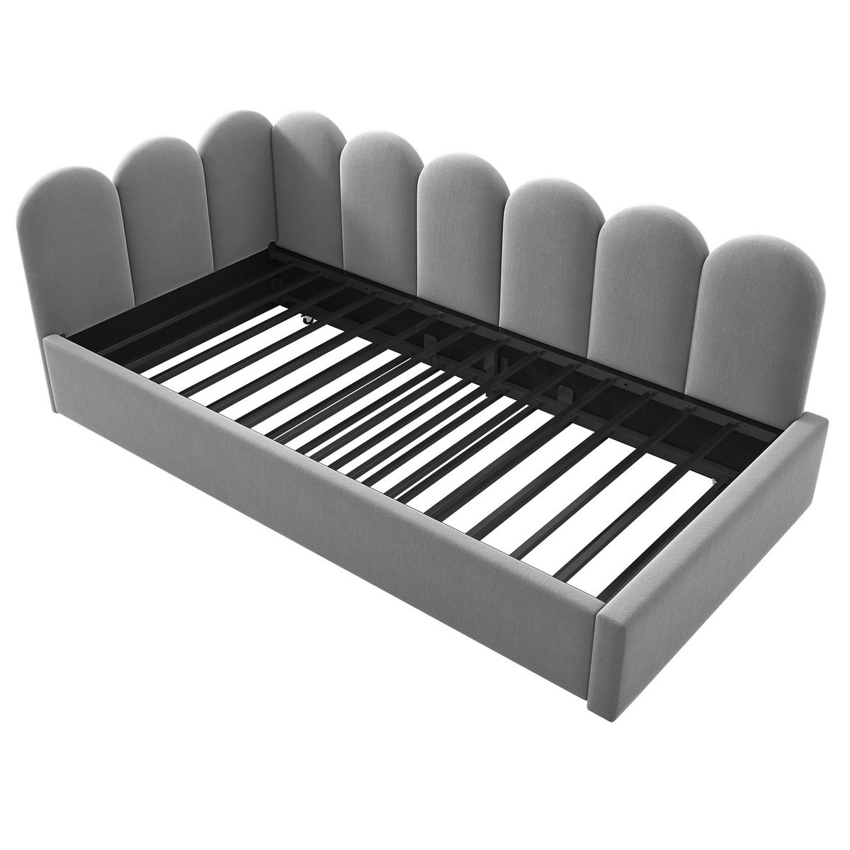 TAGESBETT 90/200 cm Ausziehbett 90/190 cm Samt Grau - Grau, Textil - OKWISH