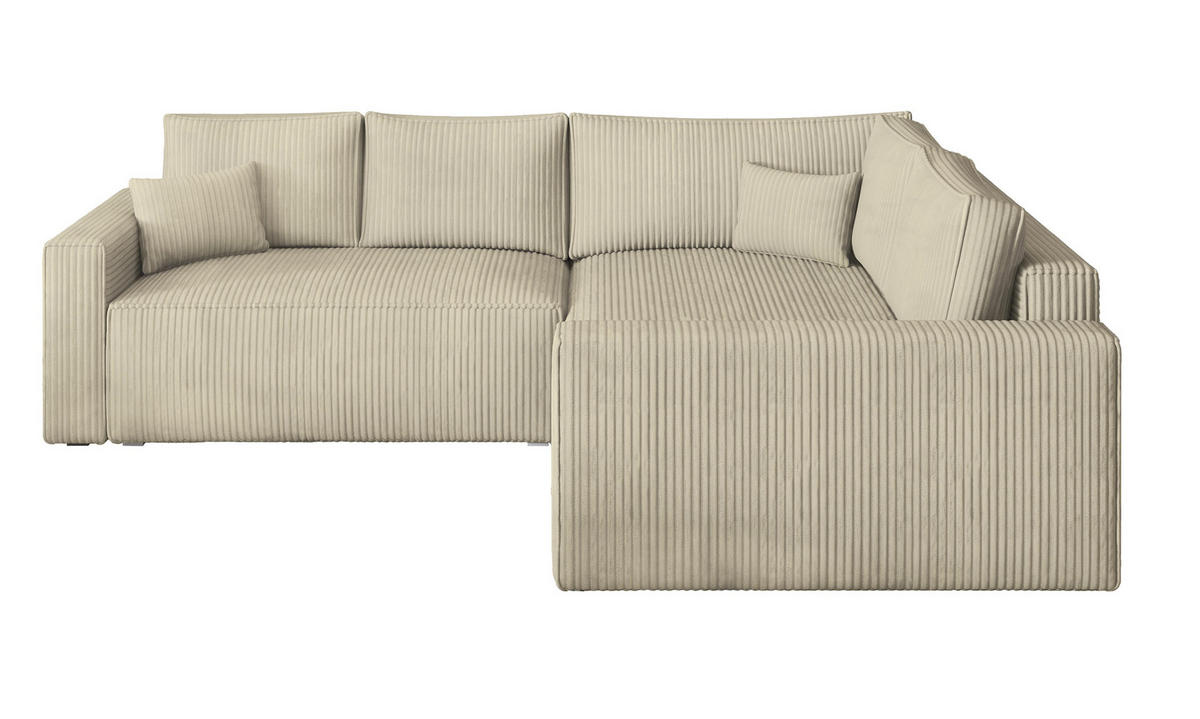 ROHOVÁ SEDAČKA ERONIS krémová - šedá/krémová, dřevo/textil (265/194cm) - MASSENO