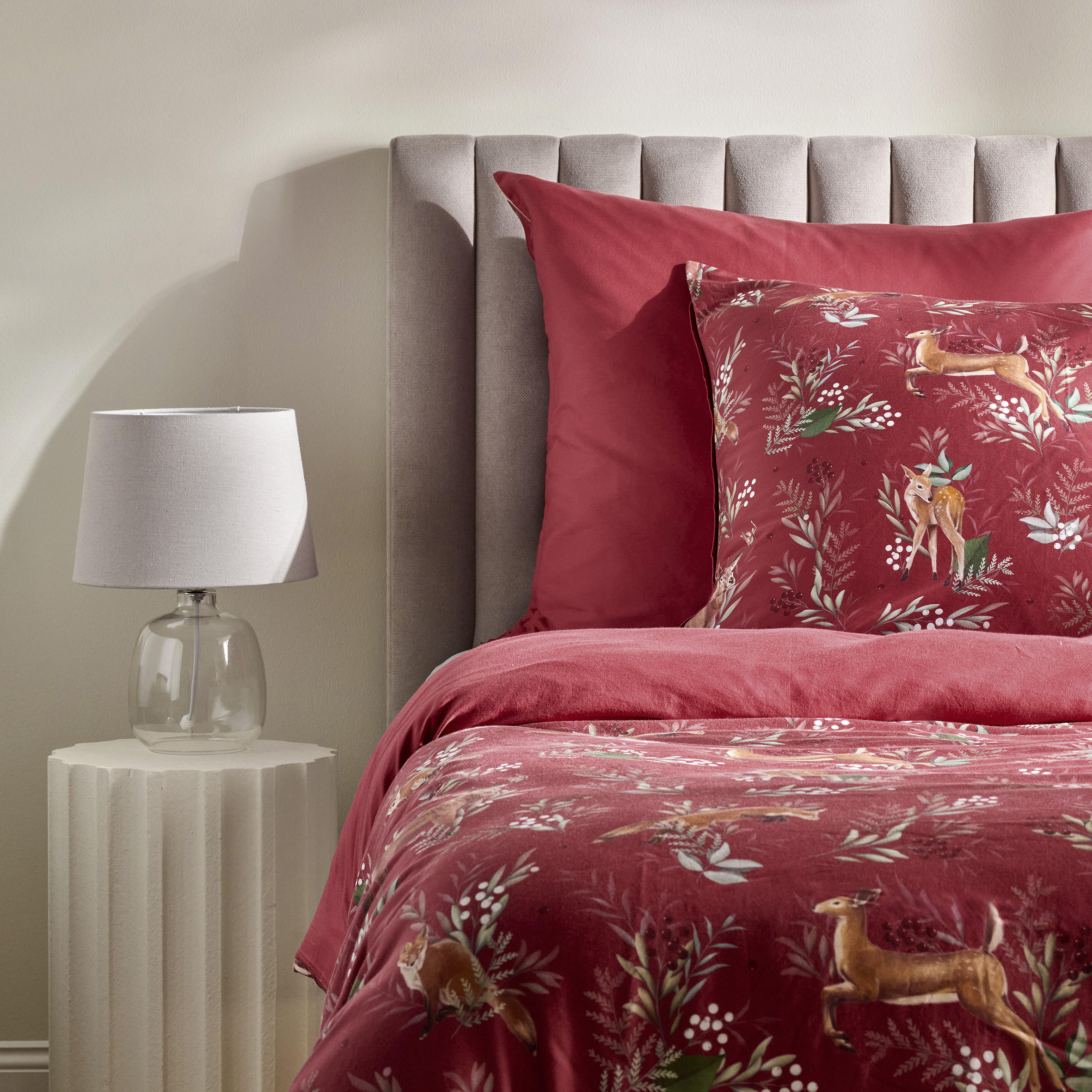 BETTWÄSCHE Satin WILDERO, 160x200 cm, Rot, Winter Weihnachten Bettbezug, Weihnachtsdeko, Christmas, Weihnachtsmotiv - Rot, Textil (160/200cm) - home&you