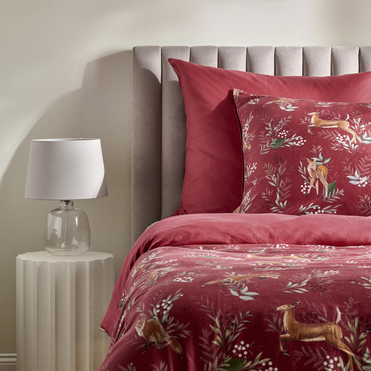 BETTWÄSCHE Satin WILDERO, 160x200 cm, Rot, Winter Weihnachten Bettbezug, Weihnachtsdeko, Christmas, Weihnachtsmotiv - Rot, Textil (160/200cm) - home&you