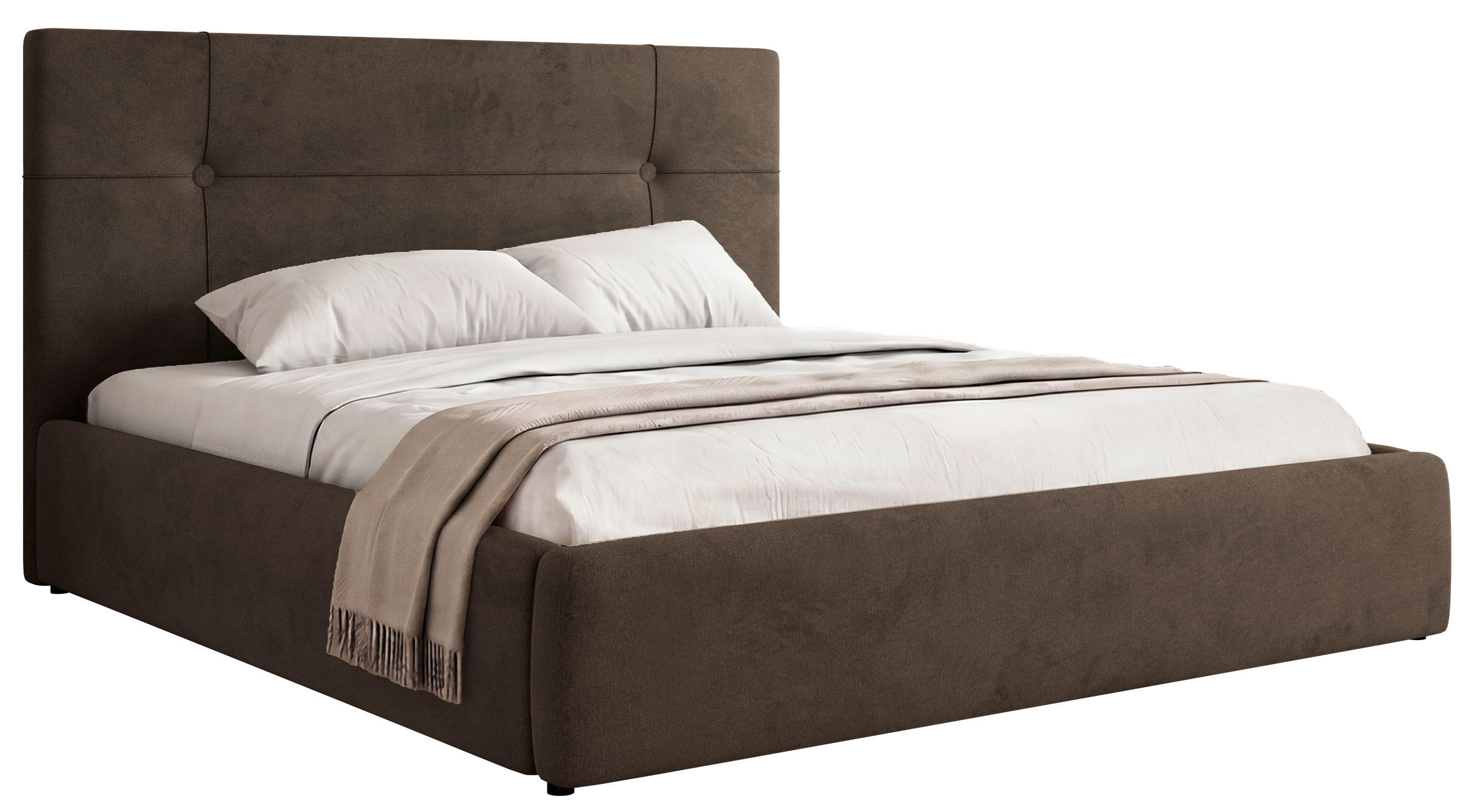 ČALÚNENÁ POSTEĽ CALERIO CLASSIC 200/200 - Hnedá Samet - Matrac Foam - hnedá/čierna, textil/plast (200/200cm) - MKS