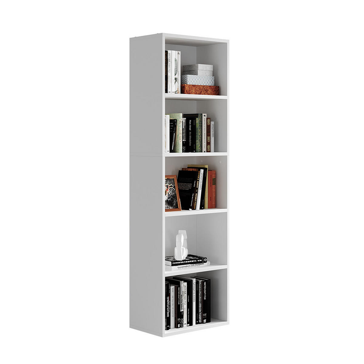 BÜCHERREGAL Bob Weiß 40 x 132 cm mit 5 Fächern - Weiß, Holzwerkstoff (40/132/24cm) - Vicco