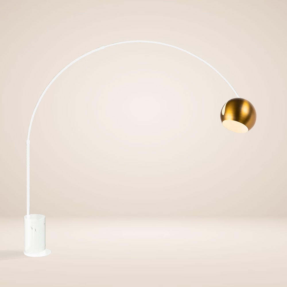 STEHLAMPE Ball Bogenlampe Marmor Weiß/Gold - Weiß, Stein (30/30/220cm) - s.luce