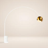 STEHLAMPE Ball Bogenlampe Marmor Weiß/Gold - Weiß, Stein (30/30/220cm) - s.luce
