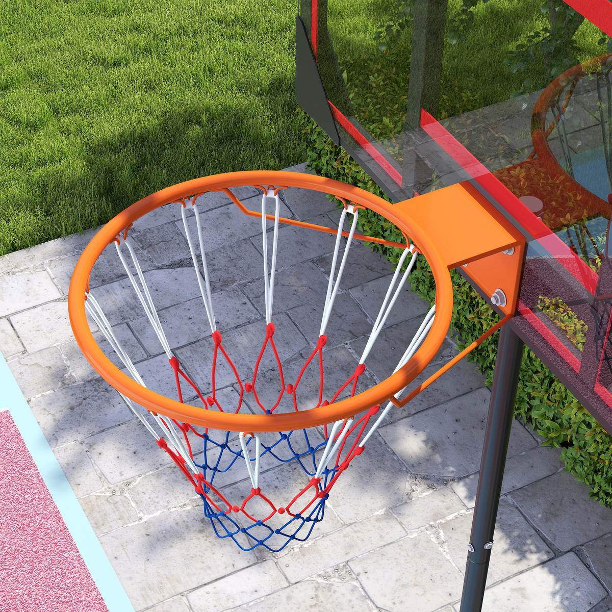BASKETBALLKORB DE-10456 höhenverstellbar 210-260 cm Rot - Rot, Metall (53/82cm) - ComfortXL