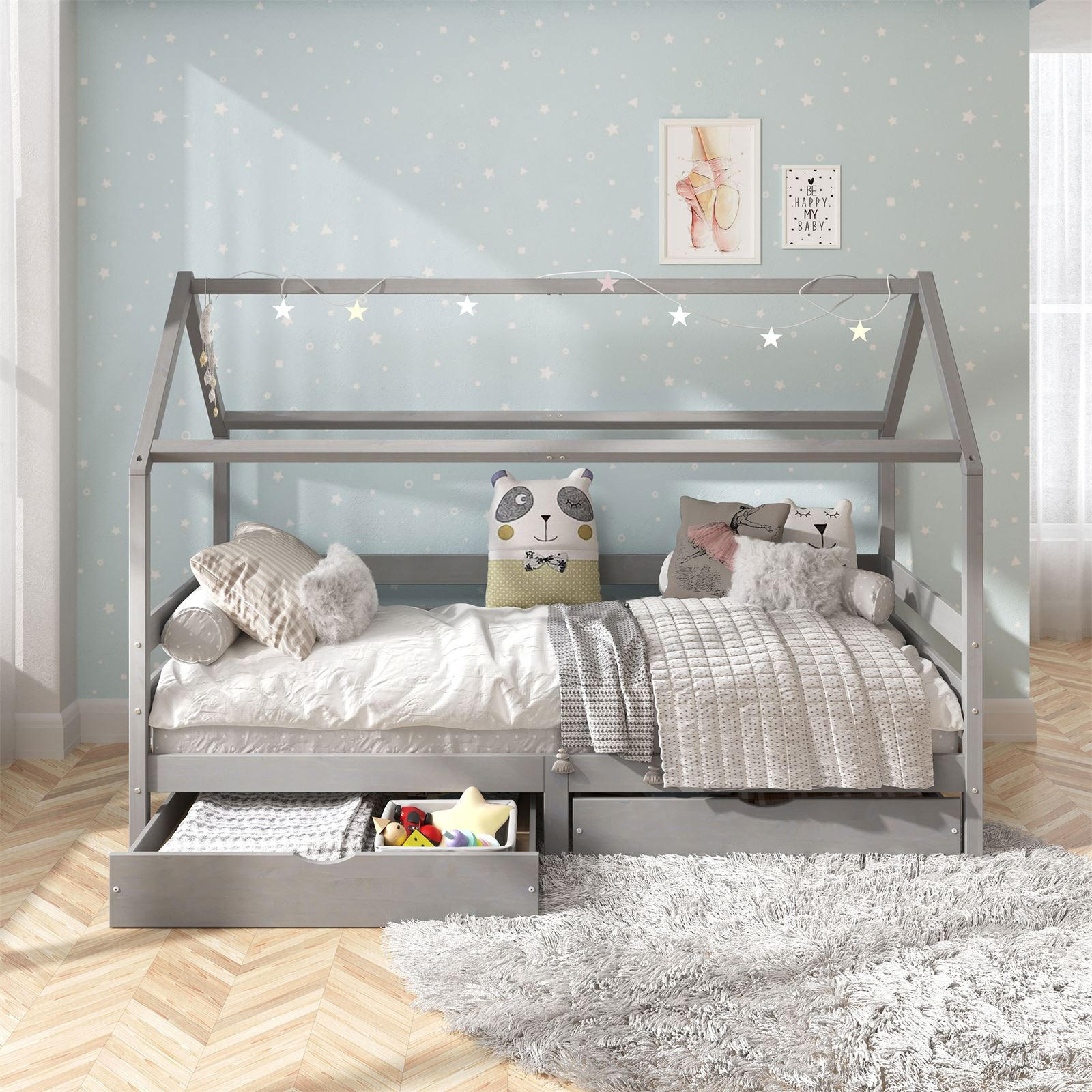 HAUSBETT CLIA 90X200 CM - Grau, Holz (96/145/206cm) - IDIMEX