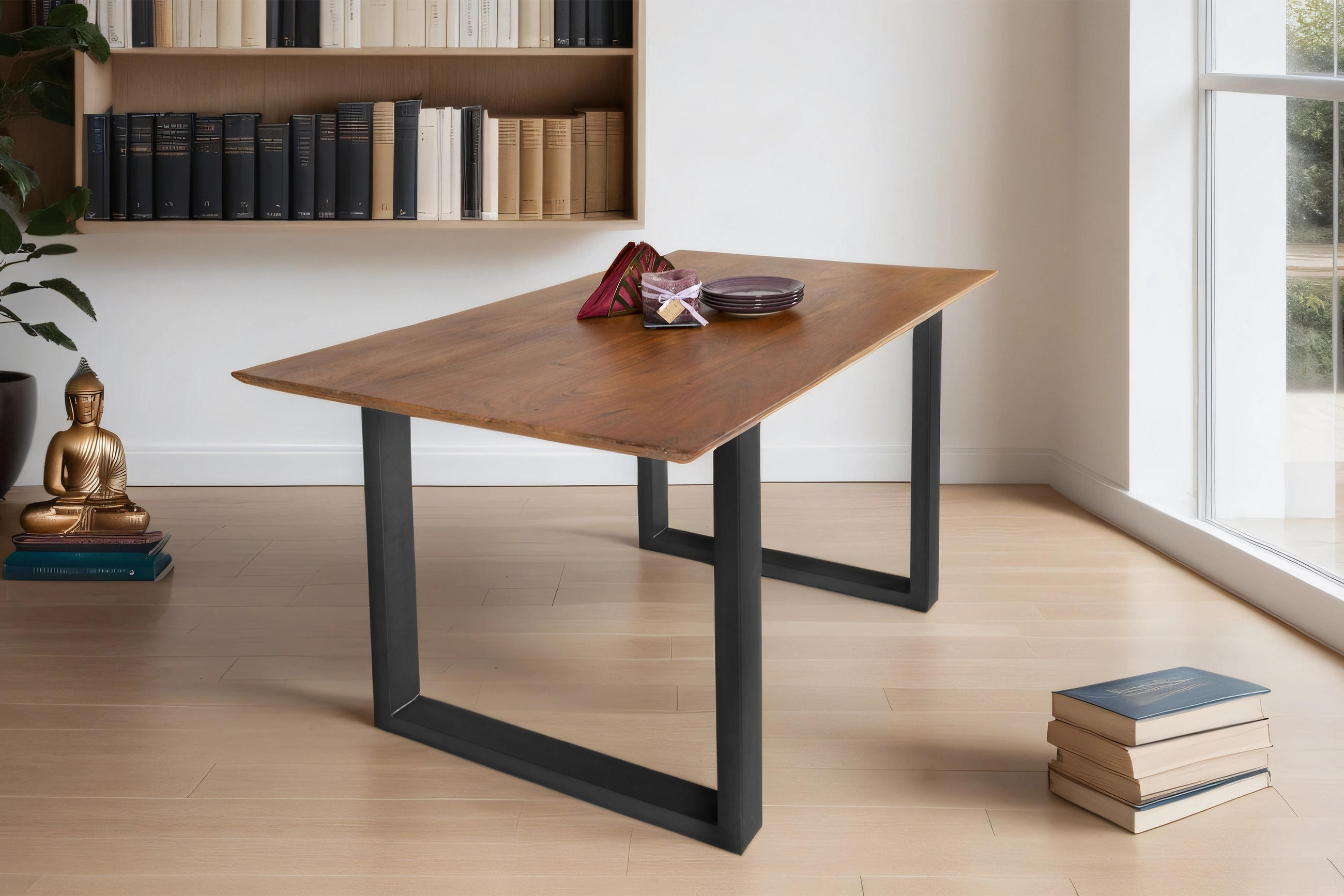 ESSTISCH ATLANTA - Schwarz/Braun, Holz/Metall (80/120/77cm) - SAM