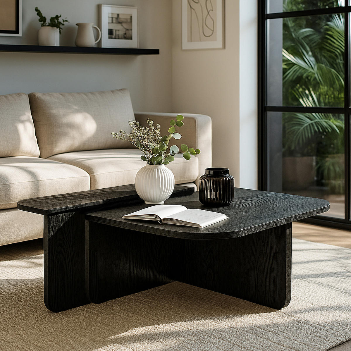 COUCHTISCH Luxe Schwarz 90x90 cm - Schwarz, Holzwerkstoff (90/90/33cm) - moebel17