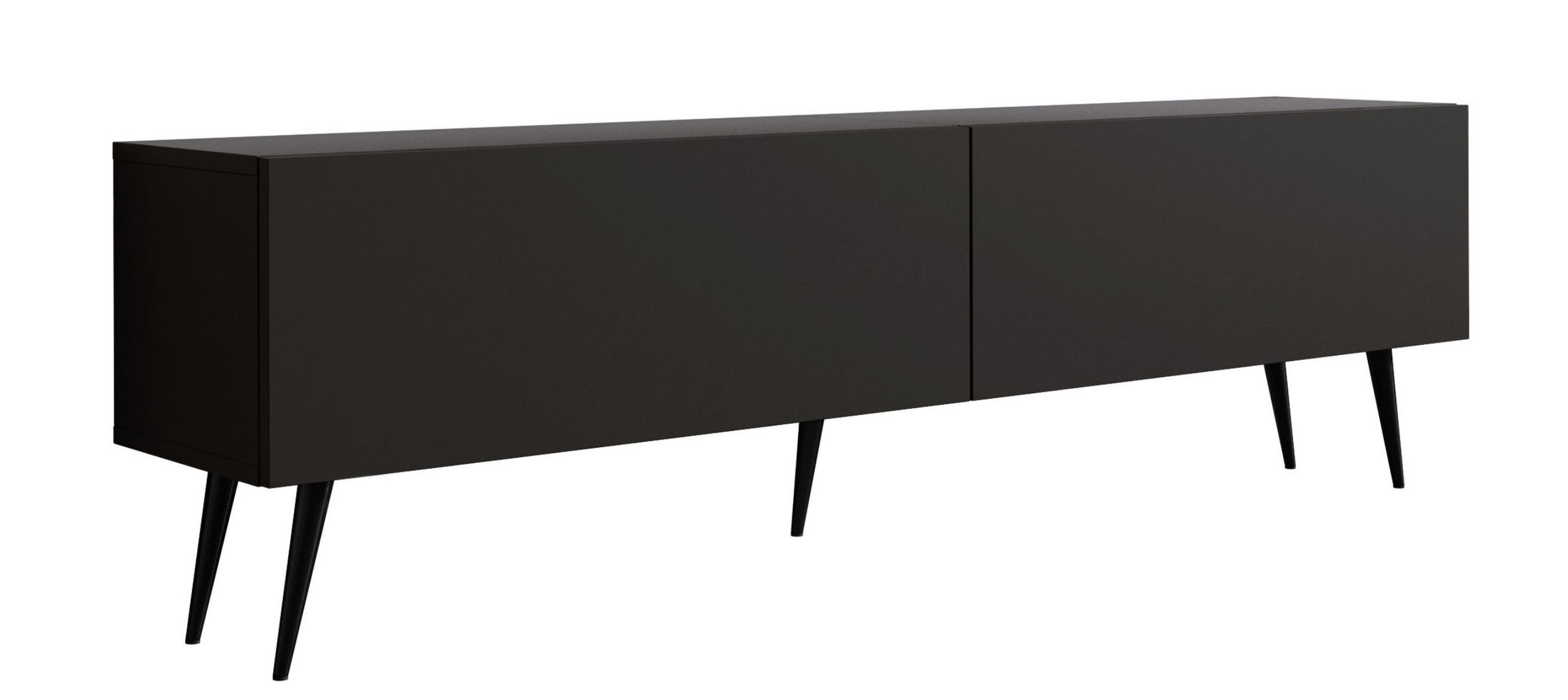 TV-SCHRANK : Mattschwarz, Schwarze Beine, 170 x 52 x 32 cm - Schwarz, Holzwerkstoff/Metall (170/52/32cm) - 3XE LIVING