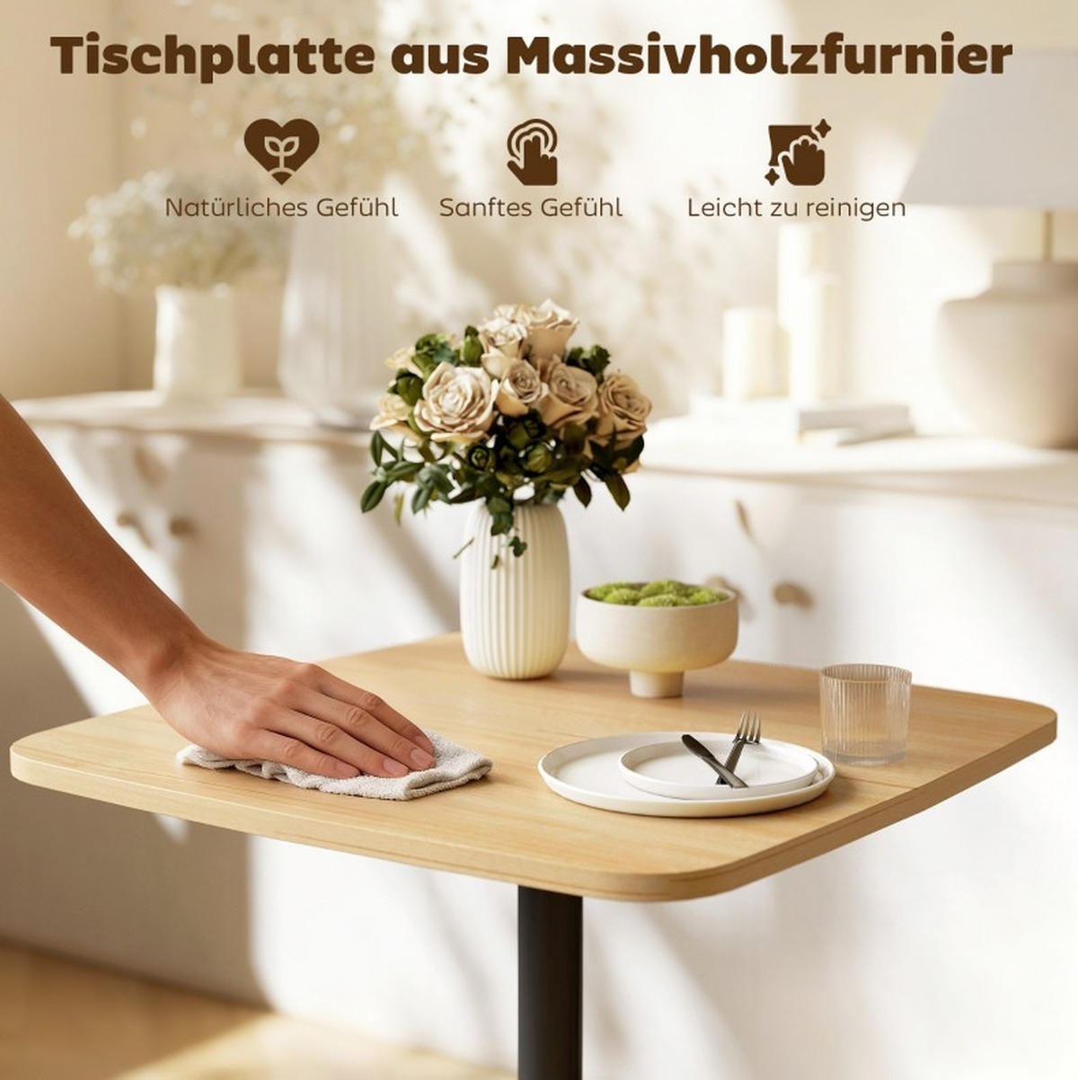BLAGOVAONSKI stol 60/60 cm boje prirodnog drva od drva za male prostore - smeđa, drvo (60/60/75cm) - OKWISH