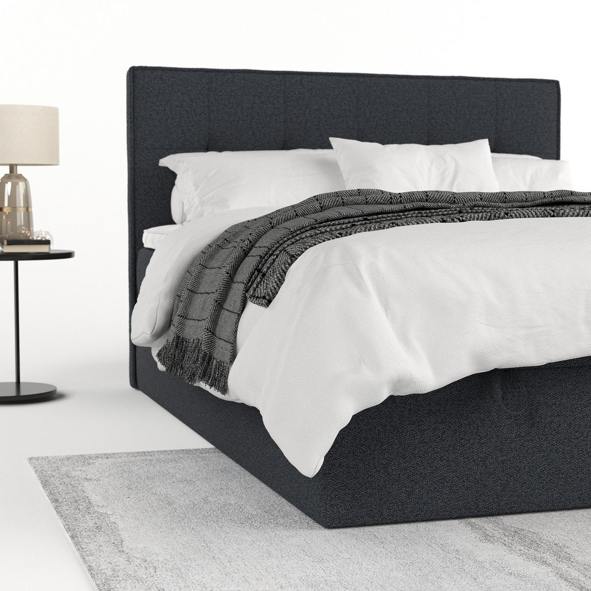 BOXBETT Tivra 140/200 cm Anthrazit im Riva Stoff - Anthrazit/Schwarz, Holz/Holzwerkstoff (140/200cm) - AltaBeds