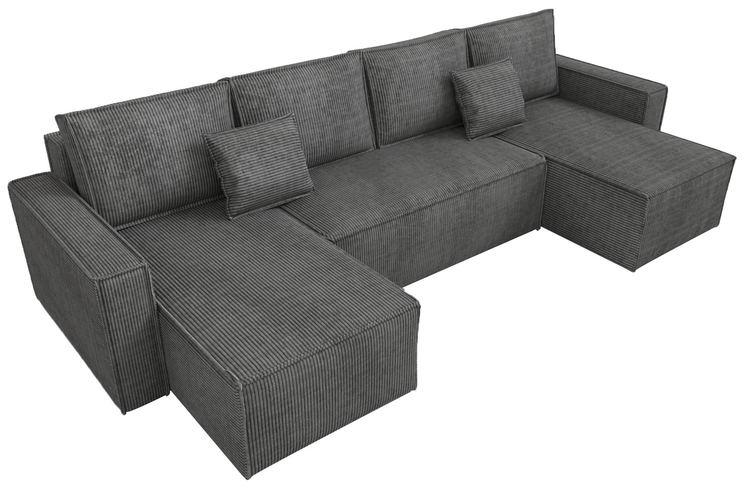 WOHNLANDSCHAFT Dexter U mit Schlaffunktion Grau Cord - Grau, Textil (310/80/141cm) - Bromarkt