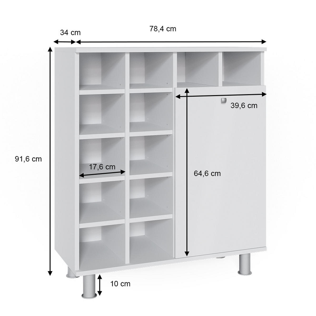 BADSCHRANK Fynn Weiß 78.4 x 91.6 cm - Weiß, Holzwerkstoff (78.4/91.6/34cm) - Vicco