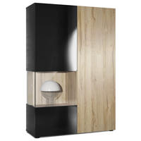 VITRINE Morena Tür und Einsatz in Eiche Natur - Eichefarben, Holzwerkstoff (91.5/136.5/37cm) - Vladon