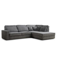 ECKSOFA Kirou Grau Chenille-Stoff - Rechts Seite - Schwarz/Grau, Holz/Holzwerkstoff (311/225cm) - Maison de Reve