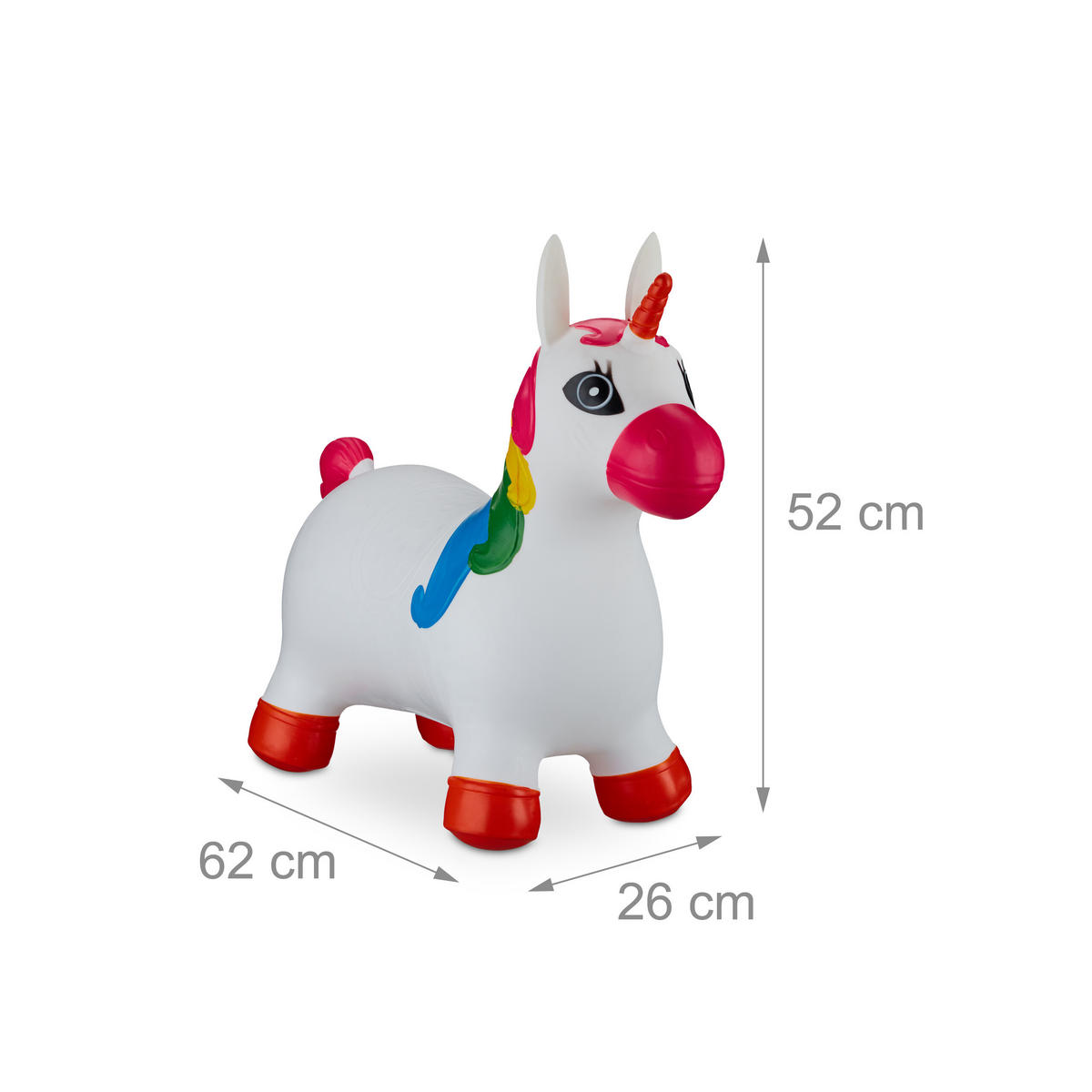 HÜPFTIER Einhorn - Weiß, Kunststoff (62/26/52cm) - Relaxdays