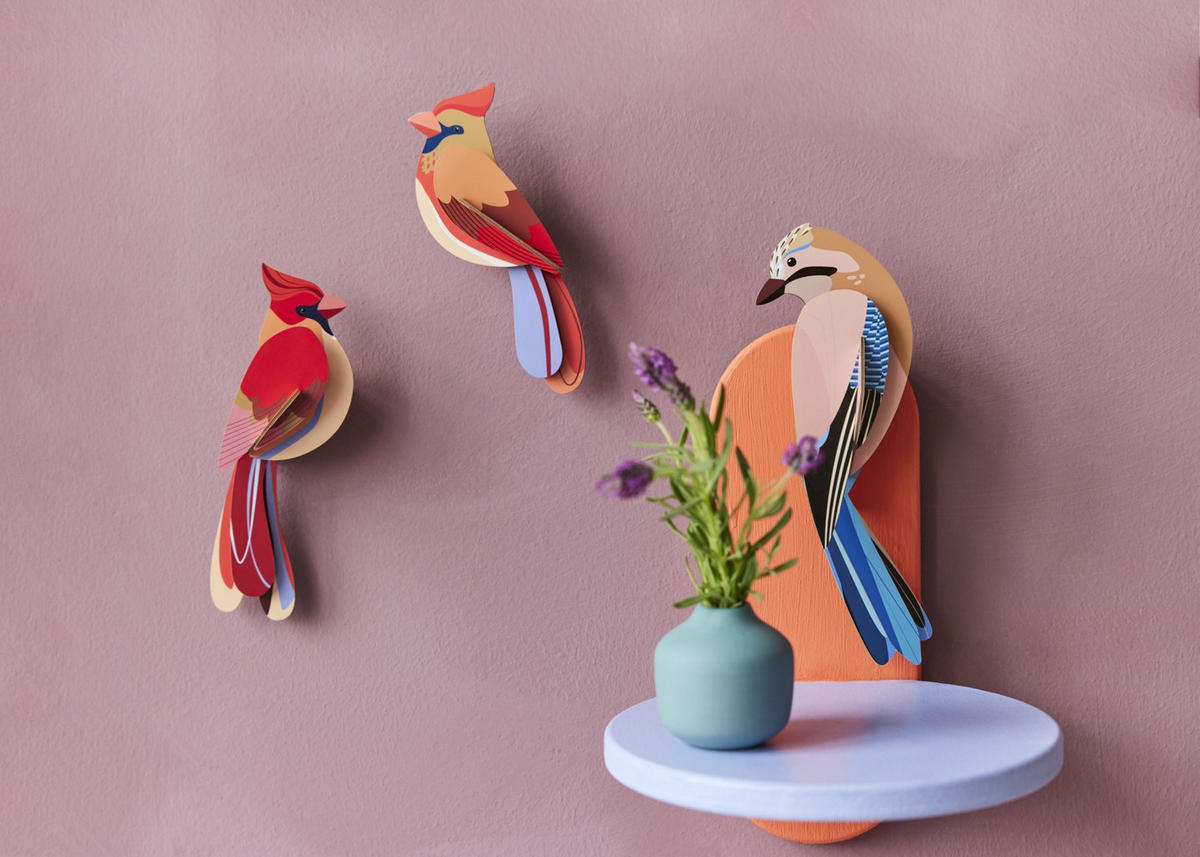 WANDDEKO Kardinal 4.5/5.5 cm - Multicolor, Wellpappe (4.5/5.5/17cm) - KUNSTLOFT