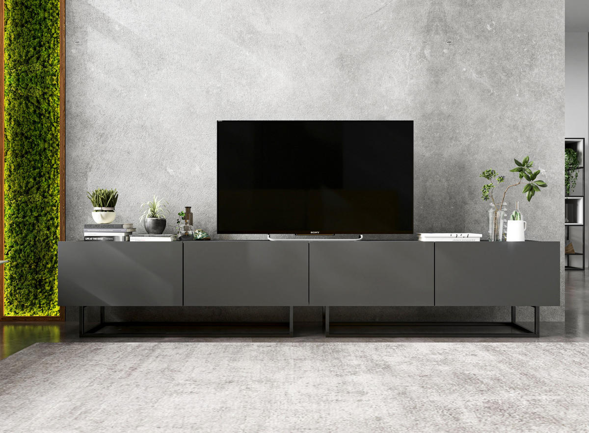 TV-SCHRANK Enjoy Graphitt matt mit Metallrahmen 120 cm - Schwarz/Grau, Holzwerkstoff/Metall (120/46/35cm) - Meble Lindner