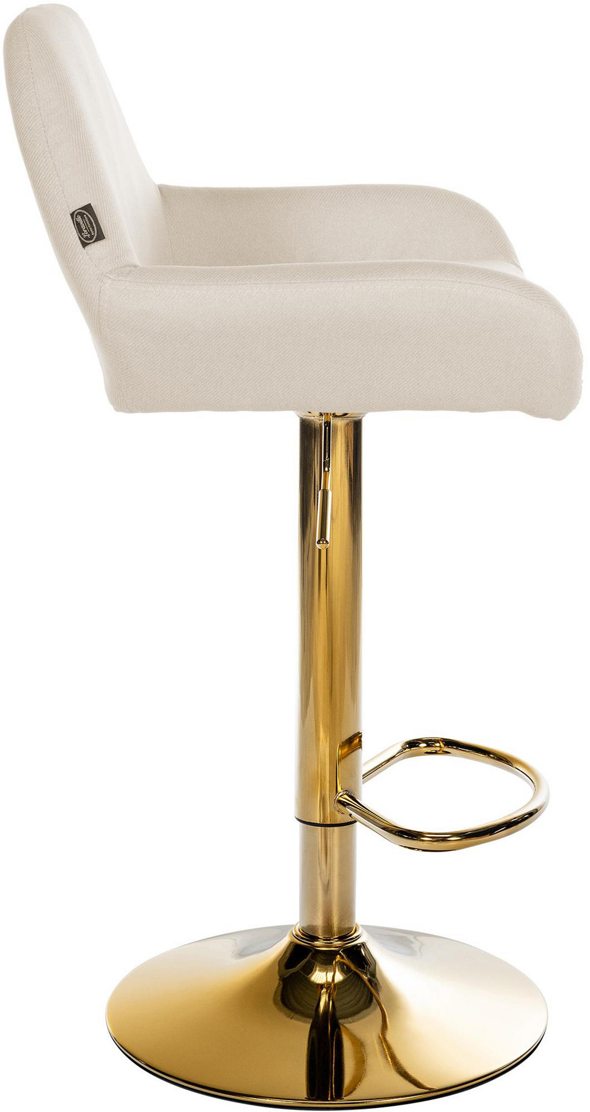 BARHOCKER 2er Set Prag Gold Stoff creme - Goldfarben/Creme, Textil/Metall (51/109/52cm) - TPFLiving