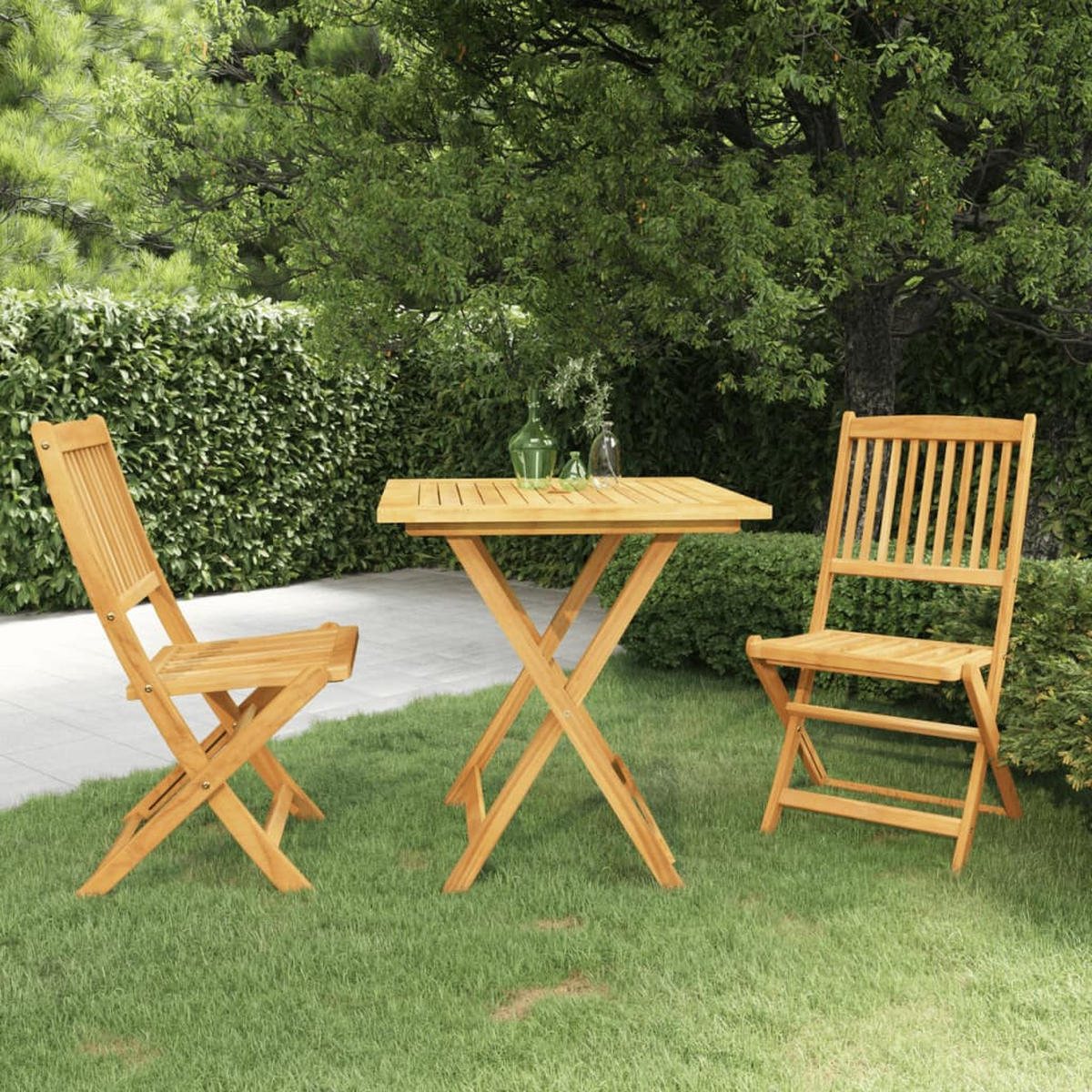 GARTEN-ESSGRUPPE 3-teilig Klappbar Massivholz Akazie - Braun, Holz - vidaXL