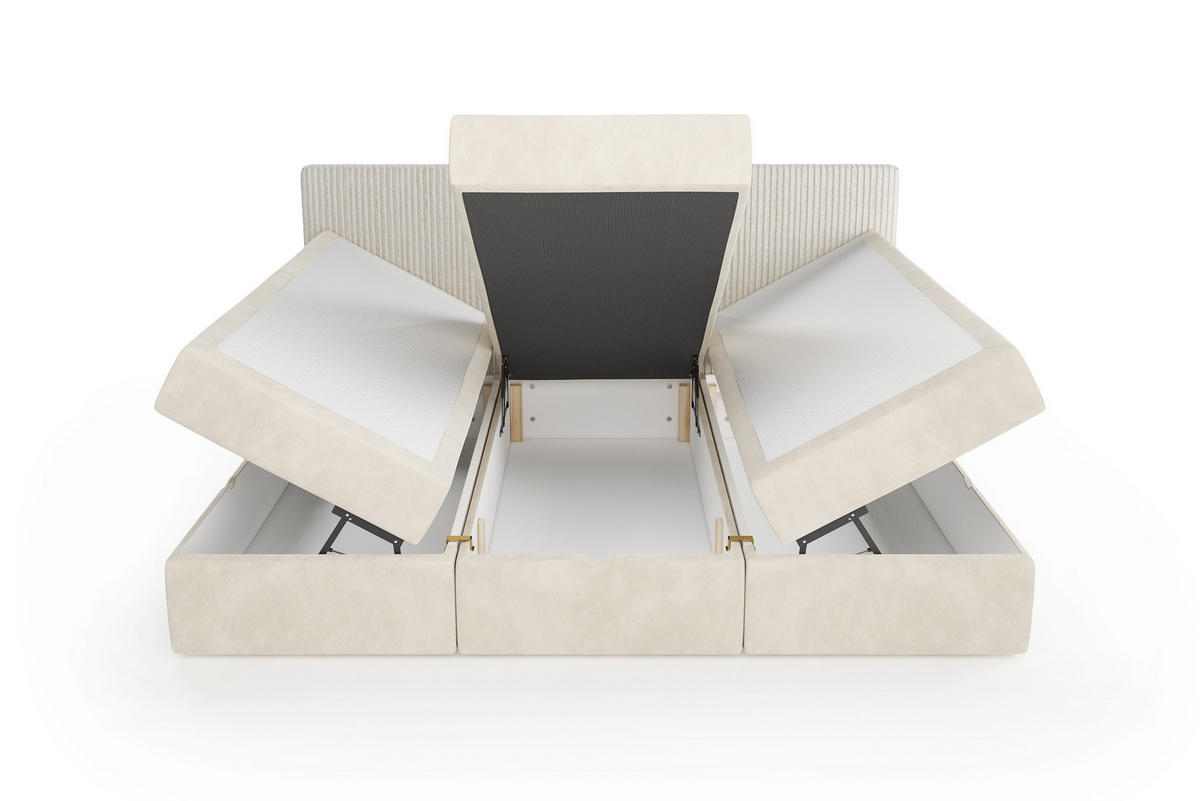 BOXSPRINGBETT Weit 240x200 cm mit Bettkasten – Beige, 3 modulare Segmente - Beige, Textil (240/200cm)